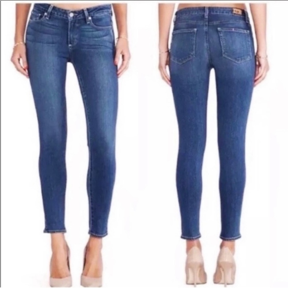 Paige Skyline Ankle Peg Distressed Jeans Size 31 Raw Hem Frayed